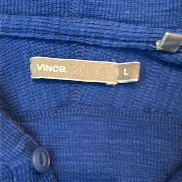 Vince Classic Blue hooded waffle Henley Shirt - Picture 3 of 5